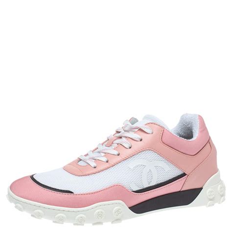 chanel trainers pink and white|Chanel low top trainer white.